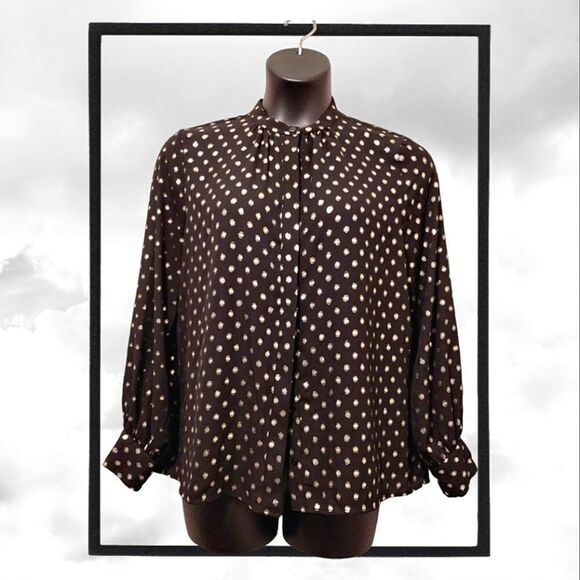 Worthington Black & Gold Long Sleeve Blouse - Picture 3 of 9